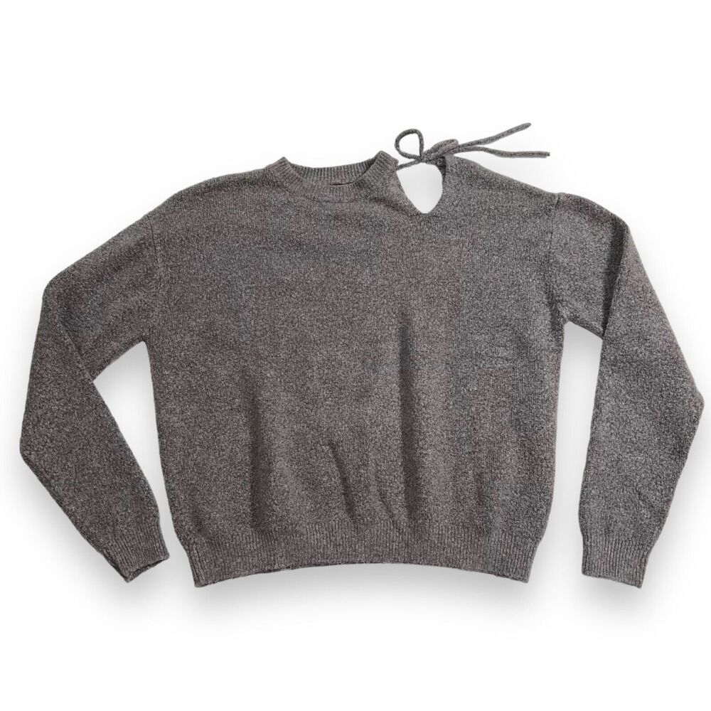 Who What Wear Womens Sweater Cold Shoulder Long Sleeves Pullover Gray Large